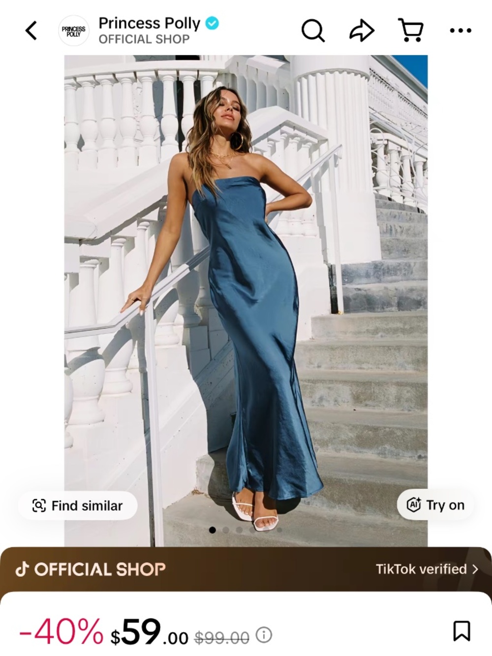Blue Satin Wedding Guest Dress